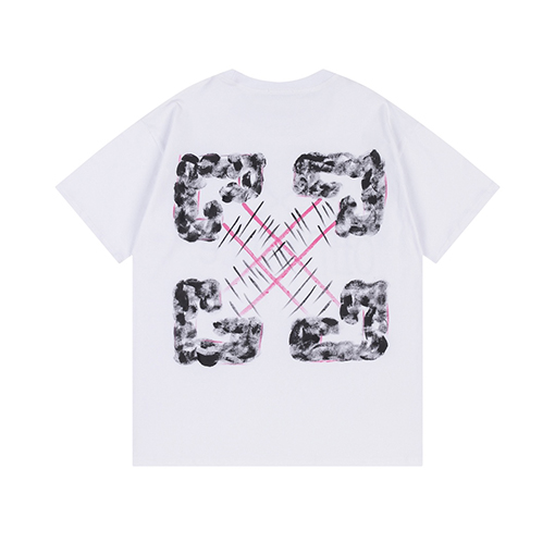 オフホワイト 前後ゆったりバージョンロゴ半袖Tシャツ