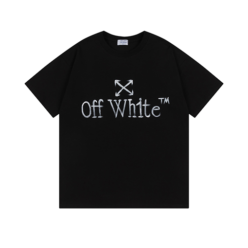 オフホワイト 前後ゆったりバージョンロゴ半袖Tシャツ