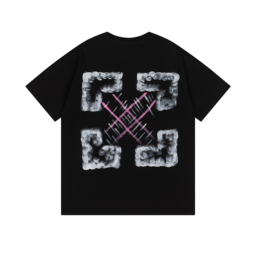 オフホワイト 前後ゆったりバージョンロゴ半袖Tシャツ
