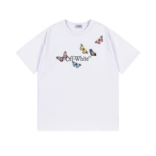 オフホワイト スタイリッシュなルーズバージョンの半袖Tシャツ