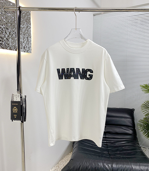 アレキサンダーワンスーパーコピー 新しいクラフトカラーダイヤモンドエンボス半袖Tシャツ