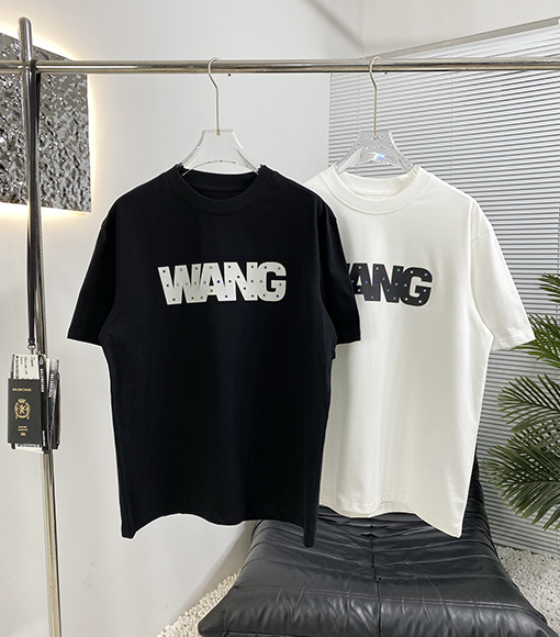 アレキサンダーワンスーパーコピー 新しいクラフトカラーダイヤモンドエンボス半袖Tシャツ