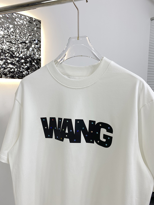 アレキサンダーワンスーパーコピー 新しいクラフトカラーダイヤモンドエンボス半袖Tシャツ