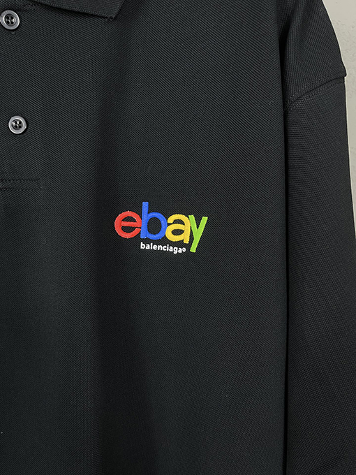 バレンシアガ パリコラボ ebay レインボー刺繍半袖ポロシャツ