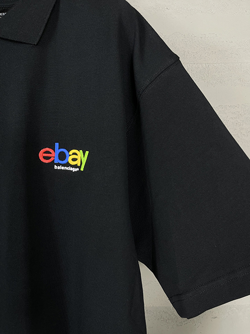 バレンシアガ パリコラボ ebay レインボー刺繍半袖ポロシャツ