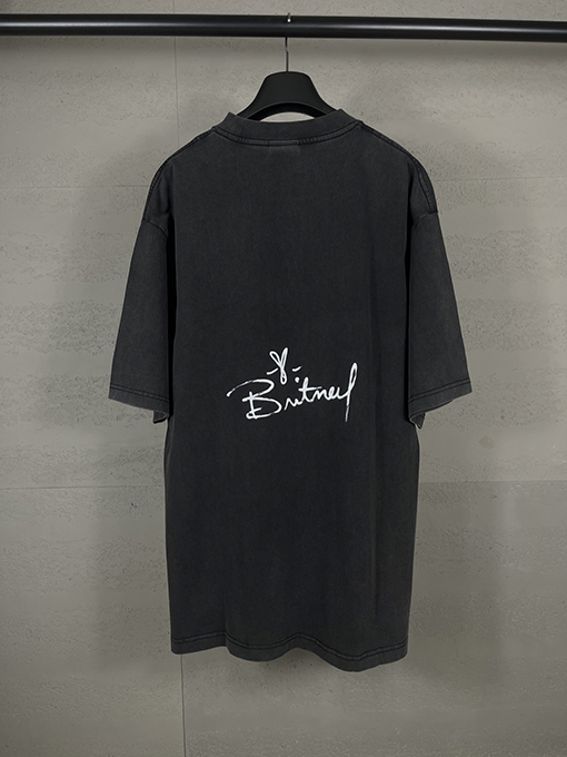 バレンシアガスーパーコピー 前後シートストレートプリントホットドリル古い半袖Tシャツ