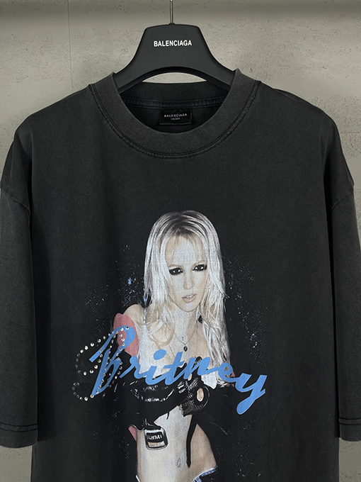 バレンシアガスーパーコピー 前後シートストレートプリントホットドリル古い半袖Tシャツ