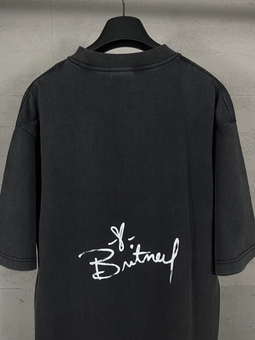 バレンシアガスーパーコピー 前後シートストレートプリントホットドリル古い半袖Tシャツ