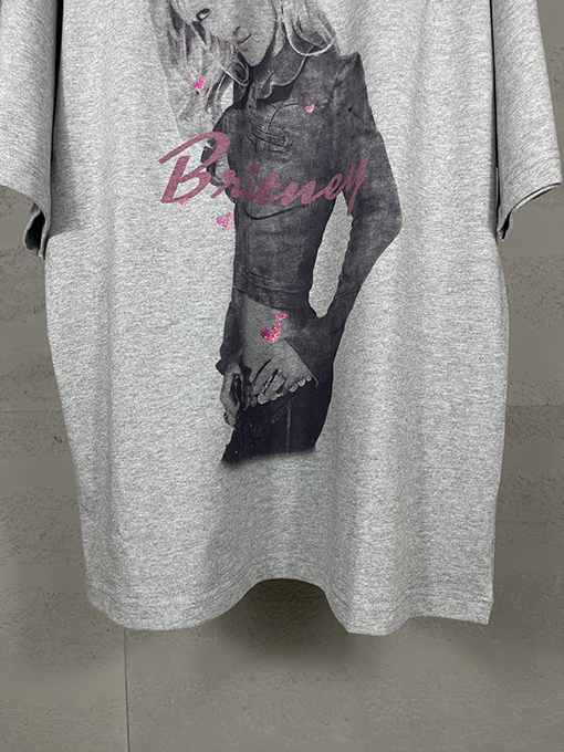 バレンシアガ ストレートプリントホットドリルウォッシュ古い半袖Tシャツ