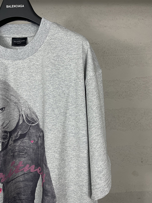 バレンシアガ ストレートプリントホットドリルウォッシュ古い半袖Tシャツ