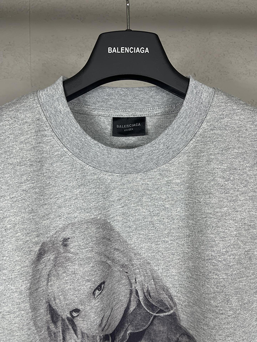 バレンシアガ ストレートプリントホットドリルウォッシュ古い半袖Tシャツ
