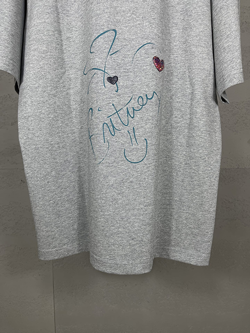 バレンシアガ ストレートプリントホットドリルウォッシュ古い半袖Tシャツ