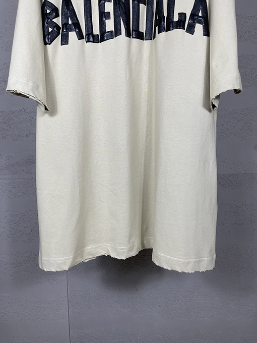 バレンシアガ マスキングテーププリントウォッシュブラッシング半袖Tシャツ
