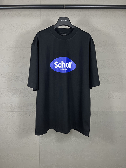 バレンシアガ パリのコラボレーションSchollプリント半袖Tシャツ