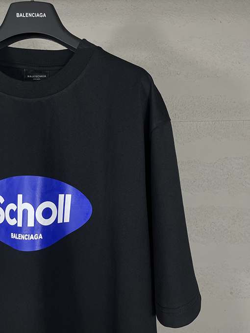 バレンシアガ パリのコラボレーションSchollプリント半袖Tシャツ