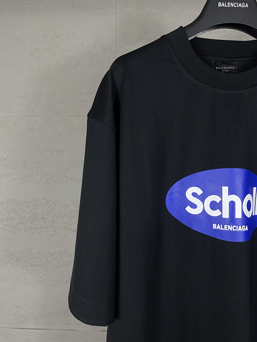 バレンシアガ パリのコラボレーションSchollプリント半袖Tシャツ