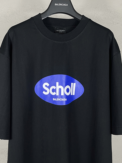 バレンシアガ パリのコラボレーションSchollプリント半袖Tシャツ