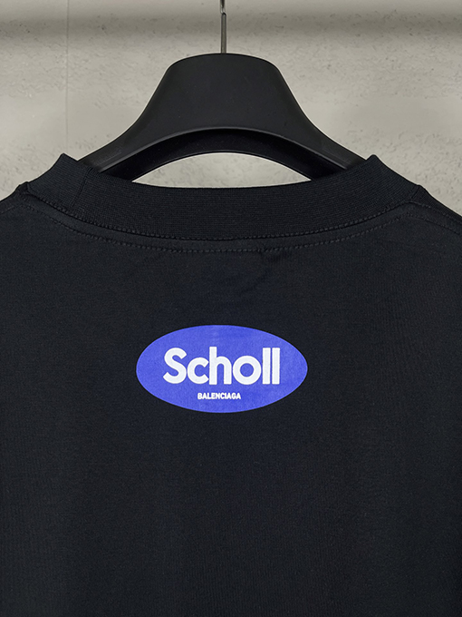 バレンシアガ パリのコラボレーションSchollプリント半袖Tシャツ