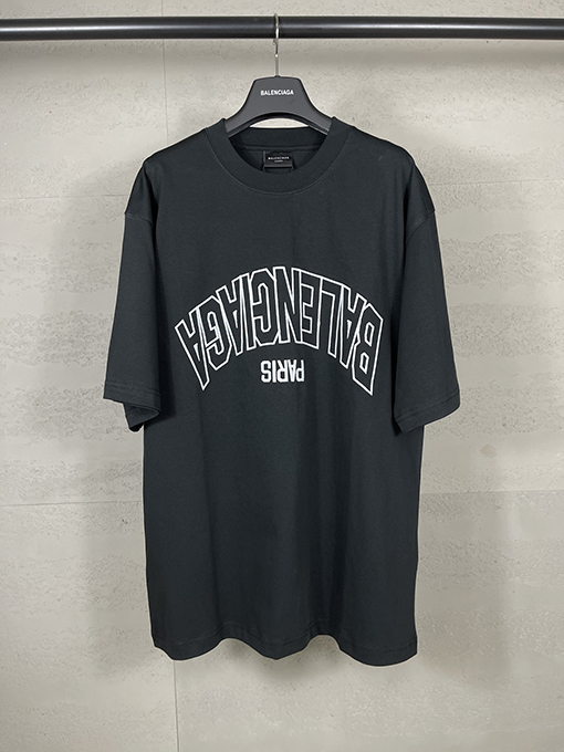 バレンシアガ 新しいフロントミラーバック文字刺繍半袖Tシャツ