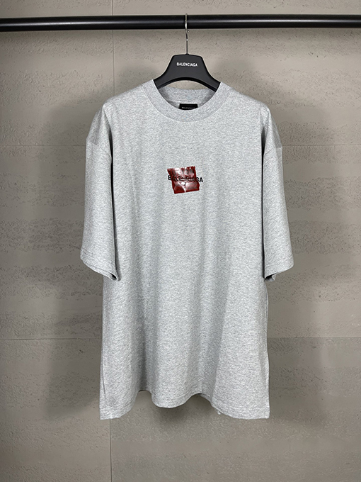 バレンシアガコピー アルファベットのロゴ刺繍テーププレス半袖Tシャツ