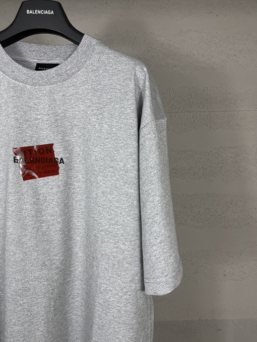 バレンシアガコピー アルファベットのロゴ刺繍テーププレス半袖Tシャツ