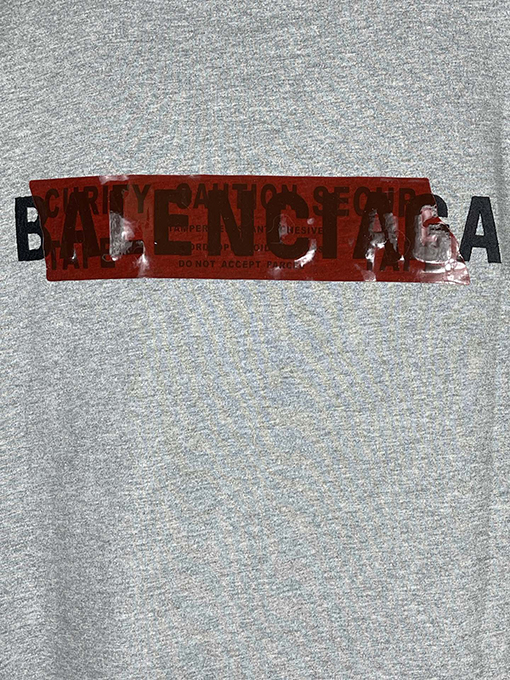 バレンシアガコピー アルファベットのロゴ刺繍テーププレス半袖Tシャツ