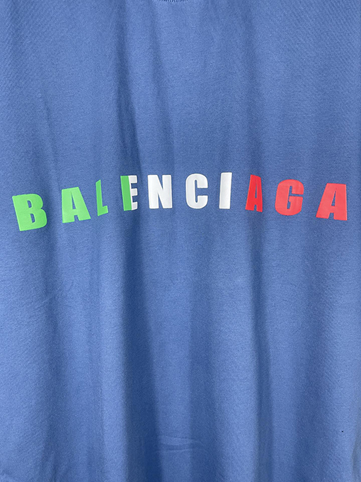 バレンシアガ イングリッシュカラーロゴフォームプリントウォッシュ磨かれた古い半袖Tシャツ