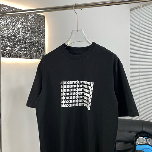 アレキサンダーワンコピー 新しい弾幕ロゴ発泡半袖Tシャツ