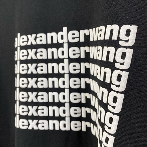 アレキサンダーワンコピー 新しい弾幕ロゴ発泡半袖Tシャツ