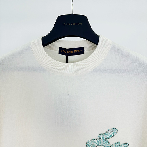 ルイヴィトンスーパーコピー ビーズチェック柄ニット半袖Tシャツ