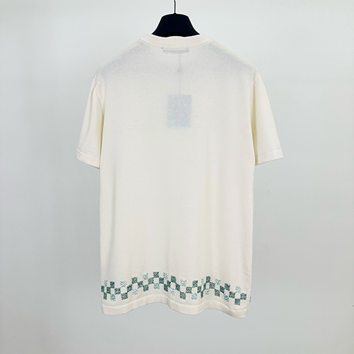ルイヴィトンスーパーコピー ビーズチェック柄ニット半袖Tシャツ