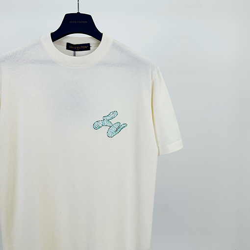 ルイヴィトンスーパーコピー ビーズチェック柄ニット半袖Tシャツ