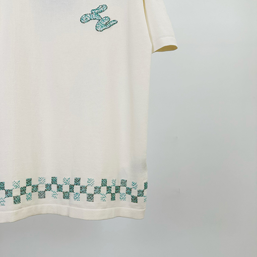 ルイヴィトンスーパーコピー ビーズチェック柄ニット半袖Tシャツ