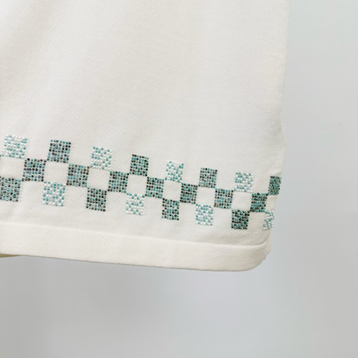 ルイヴィトンスーパーコピー ビーズチェック柄ニット半袖Tシャツ