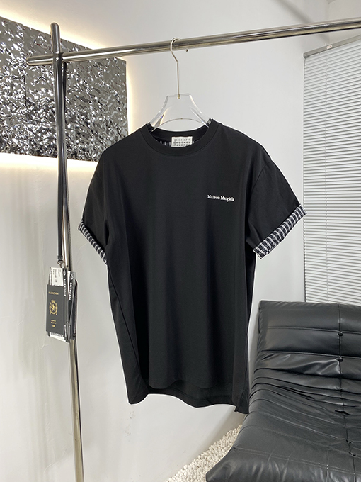 マルタンマルジェラ 新しい折りたたみステッチチェック柄半袖Tシャツ