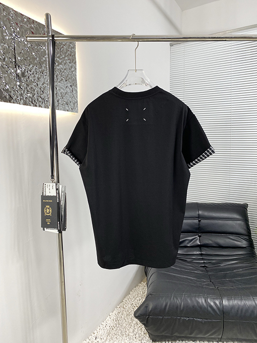マルタンマルジェラ 新しい折りたたみステッチチェック柄半袖Tシャツ