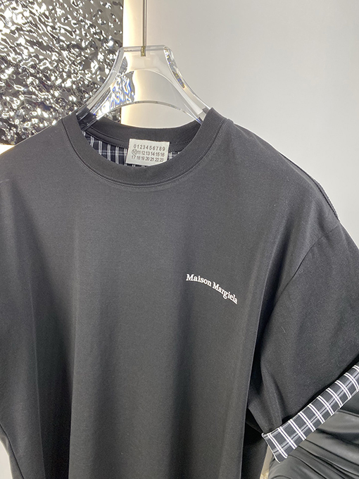 マルタンマルジェラ 新しい折りたたみステッチチェック柄半袖Tシャツ