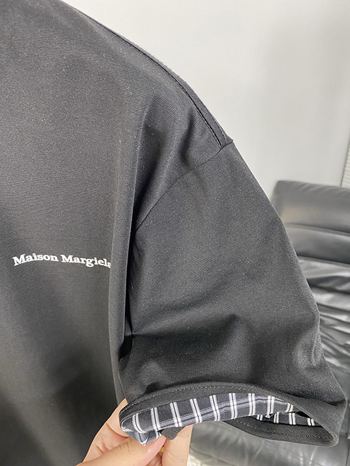 マルタンマルジェラ 新しい折りたたみステッチチェック柄半袖Tシャツ