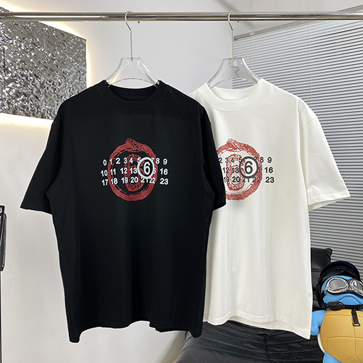マルタンマルジェラ 新しい水洗いストレートプリント半袖Tシャツ