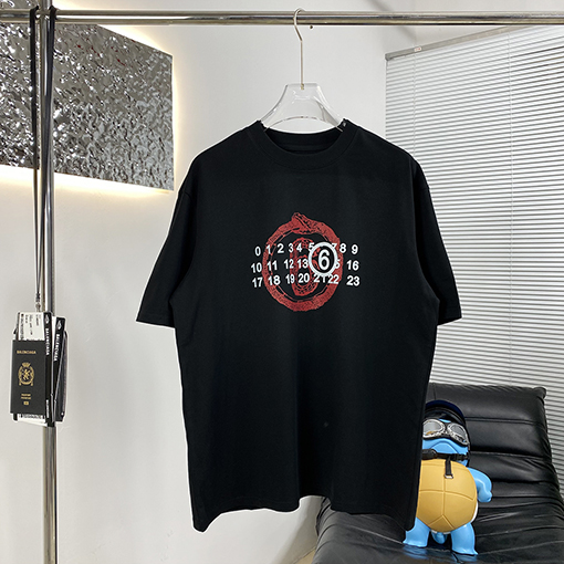 マルタンマルジェラ 新しい水洗いストレートプリント半袖Tシャツ