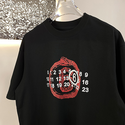 マルタンマルジェラ 新しい水洗いストレートプリント半袖Tシャツ