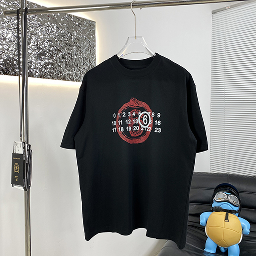 マルタンマルジェラ 新しい水洗いストレートプリント半袖Tシャツ