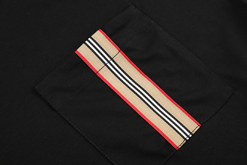 バーバリー 新しいポケットストライプシルクコットン半袖Tシャツ