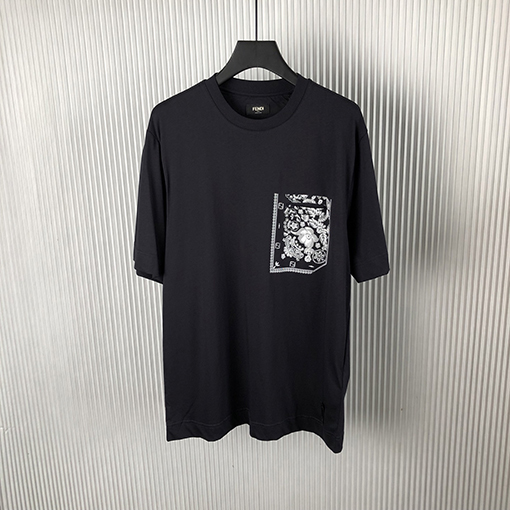 フェンディ 新しい胸ポケットプリント半袖Tシャツ