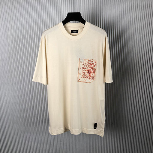 フェンディ 新しい胸ポケットプリント半袖Tシャツ