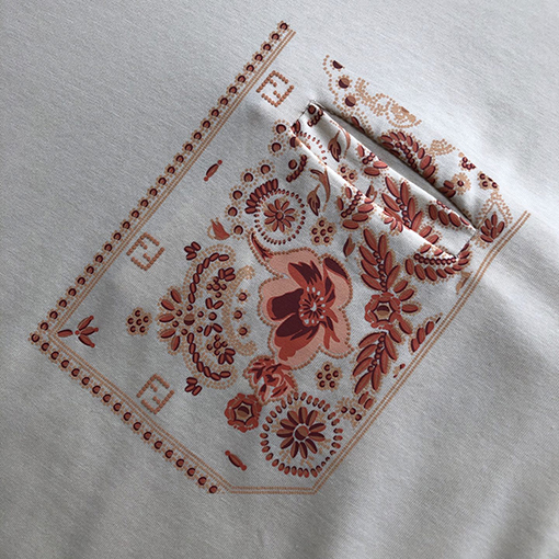フェンディ 新しい胸ポケットプリント半袖Tシャツ