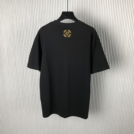 ルイヴィトン 新しい DAMIER ゴールド文字刺繍半袖Tシャツ