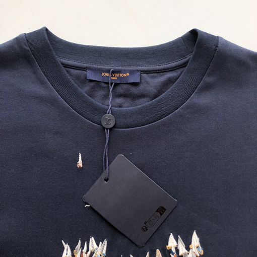 ルイヴィトン 新しい刺繍ファッション綿半袖Tシャツ