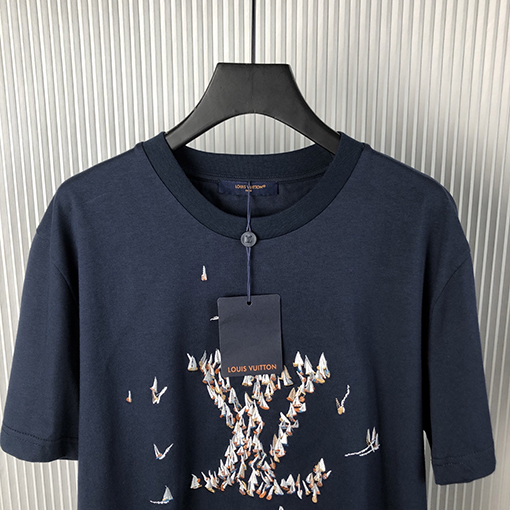 ルイヴィトン 新しい刺繍ファッション綿半袖Tシャツ