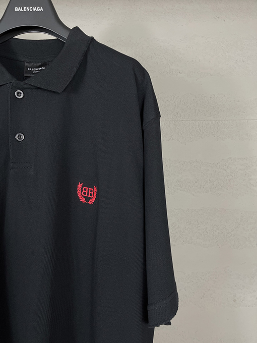 バレンシアガ新しい前後のクラシックなロゴ麦穂刺繍POLOシャツ